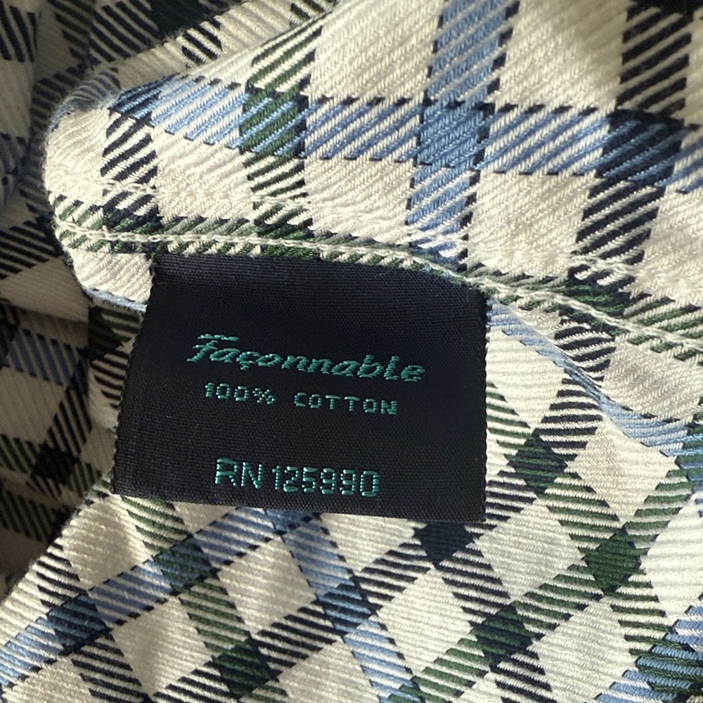 Faconnable Men's Gingham Plaid Casual Button Down Checkered Shirt Sz Large - Picture 7 of 7